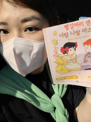 [숨그림]  덴탈마스크 짱구 우리아이 그리고 내가 쓰는 믿을수있는 케릭터 마스크  16종 — 5점을 준 리뷰어가 2021년 10월 올린 사용 사진