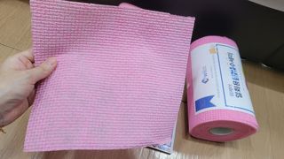 위케어 일회용 향균 수세미 50매 2롤 세트 총 100매 Pink — 4점을 준 리뷰어가 2021년 2월 올린 사용 사진