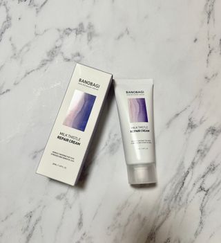 바노바기 코스메틱 바노바기 밀크 씨슬 리페어 세럼 30ml & 크림 50ml — 5점을 준 리뷰어가 2024년 4월 올린 사용 사진