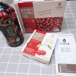 자연에온 몽모랑시 타트체리 3종 세트 구성 - 저분자콜라겐젤리, NFC 착즙주스 — 5점을 준 리뷰어가 2021년 7월 올린 사용 사진