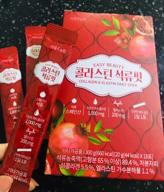 서울에프엔비 콜라스틴 3종 뷰티젤리스틱 45입 [ABC핏 15입 /  석류핏 15입 / 청스피루리나 15입] — 4.5점을 준 리뷰어가 2021년 9월 올린 사용 사진