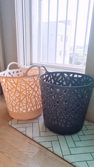 올맘 빨래바구니 2P 아이보리/브라운/스카이블루 — 5점을 준 리뷰어가 2021년 8월 올린 사용 사진