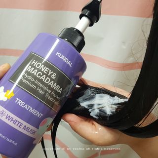 쿤달 [KUNDAL 공식] 프리미엄 헤어 케어 스페셜 세트 샴푸 500ml &amp; 트리트먼트 500ml — 4.5점을 준 리뷰어가 2021년 3월 올린 사용 사진