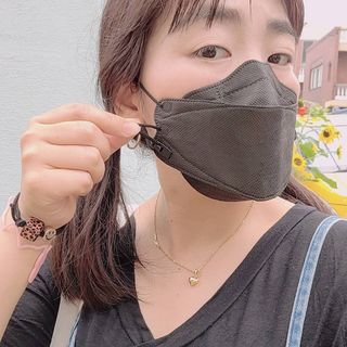 에버그린 순면 끈조절 KF80 마스크 - 화이트/블랙 컬러 대형 - 10매 — 5점을 준 리뷰어가 2021년 7월 올린 사용 사진
