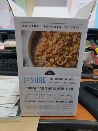 다미즐 [아이슈어] 맛있는 관리의 시작 그래놀라 풀믹스 쉐이크 4종 택 1/7일분/초콜릿, 고구마, 곡물, 바나나 — 5점을 준 리뷰어가 2021년 4월 올린 사용 사진