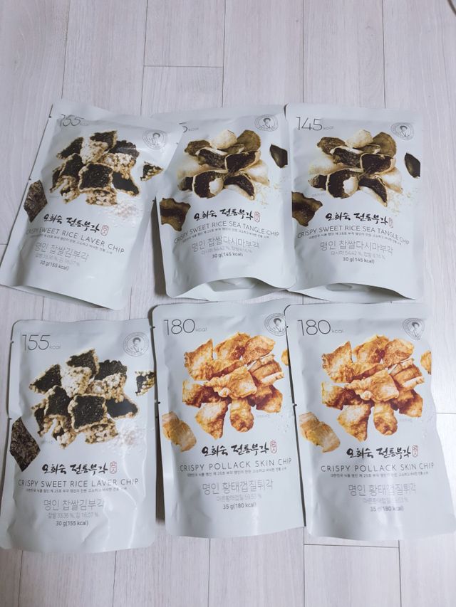 명인 찹쌀김부각, 찹쌀다시마부각, 황태껍질튀각 총 6봉 리뷰 사진
