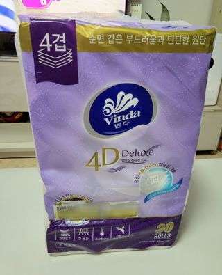 빈다 4Deluxe 4겹 엠보싱 롤 화장지 — 5점을 준 리뷰어가 2022년 3월 올린 사용 사진