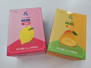 비타앤C 레몬맛, 망고맛 — 5점을 준 리뷰어가 2021년 4월 올린 사용 사진