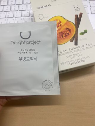 딜라이트 프로젝트 블렌딩티 우엉호박티, 히비후르츠티, 쟈스민캐모티 — 5점을 준 리뷰어가 2021년 7월 올린 사용 사진