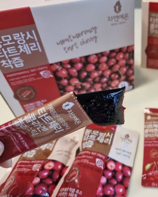 자연에온 몽모랑시 타트체리 3종 세트 구성 - 저분자콜라겐젤리, NFC 착즙주스 — 5점을 준 리뷰어가 2021년 7월 올린 사용 사진