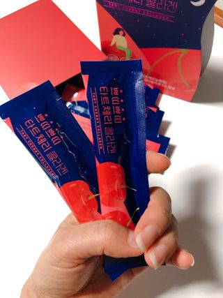 서울약사신협_쁘띠쁘띠타트체리콜라겐_20g x 14포 — 5점을 준 리뷰어가 2020년 12월 올린 사용 사진