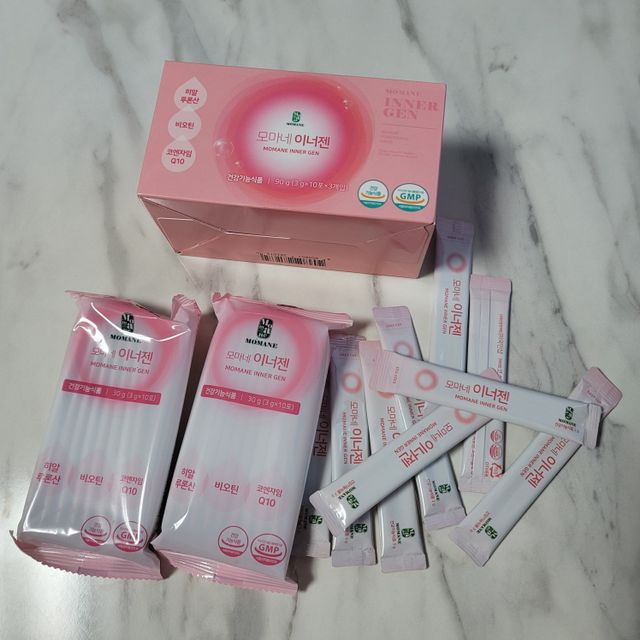 [모마네] 이너뷰티 히알루론산 비오틴 코큐텐 저분자피쉬콜라겐 - 3 g 30포 ★석류맛 리뷰 사진