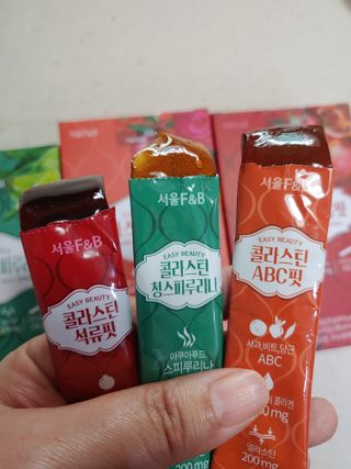 서울에프엔비 콜라스틴 3종 뷰티젤리스틱 45입 [ABC핏 15입 /  석류핏 15입 / 청스피루리나 15입] — 5점을 준 리뷰어가 2021년 9월 올린 사용 사진