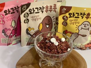 스낵스 와그작후루룩 3종_카카오2봉+아몬드2봉+딸기2봉 (총 6봉) — 5점을 준 리뷰어가 2024년 2월 올린 사용 사진