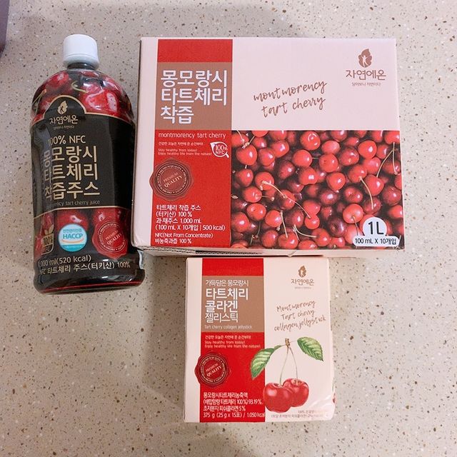 자연에온 몽모랑시 타트체리 3종 세트 구성 - 저분자콜라겐젤리, NFC 착즙주스 리뷰 사진