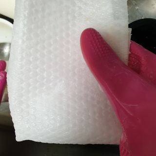 부직포나라 중금속유해물질ZERO 뜯어쓰는 주방 일회용수세미 60매 2매 — 5점을 준 리뷰어가 2022년 10월 올린 사용 사진