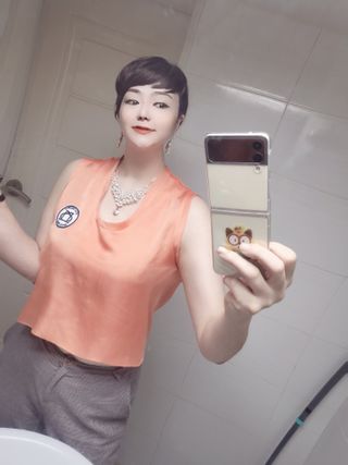 [스테이피플] SILKY SLEEVELESS LOGO TOP — 5점을 준 리뷰어가 2022년 6월 올린 사용 사진