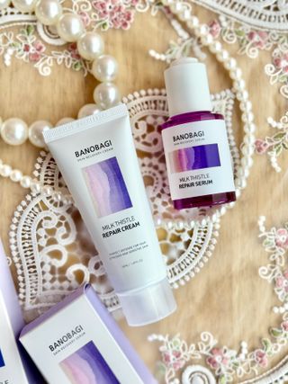 바노바기 코스메틱 바노바기 밀크 씨슬 리페어 세럼 30ml & 크림 50ml — 5점을 준 리뷰어가 2024년 5월 올린 사용 사진