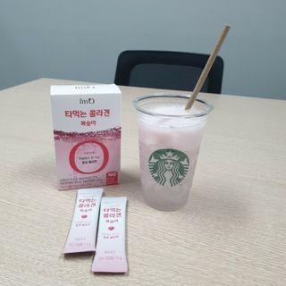 [음료수 대신 가능!]  빠르게 흡수되는 아임오 타먹는 콜라겐 1박스 — 5점을 준 리뷰어가 2023년 3월 올린 사용 사진