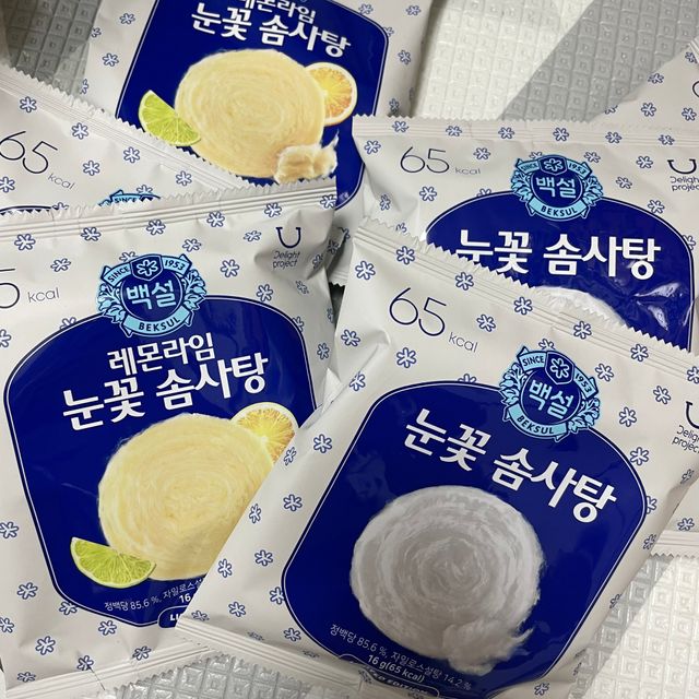 딜라이트 프로젝트  달콤한 눈꽃 간식세트( 눈꽃 솜사탕 / 레몬라임 솜사탕 / 달고나 총 7EA+스마트톡 증정) 리뷰 사진
