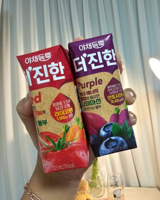 [롯데칠성] 야채듬뿍 더'진한 [롯데칠성] 야채는 이제 COLORFULL! 야채듬뿍  더 진한 레드 4개 +퍼플 4개 (총 8개) — 5점을 준 리뷰어가 2023년 6월 올린 사용 사진
