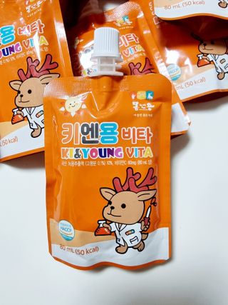 [몸엔용] 아이가 먹는 달콤 국산녹용 키엔용 비타  80ml x 10포 — 5점을 준 리뷰어가 2021년 7월 올린 사용 사진