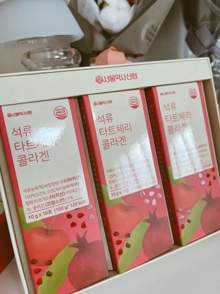 서울약사신협_석류 타트체리 콜라겐_10g x 30포 — 4점을 준 리뷰어가 2021년 8월 올린 사용 사진