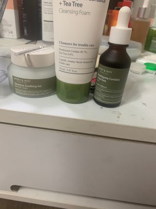 마리엔메이 센서티브 수딩 젤 크림 + 어성초 티트리 추출물 세럼 + 어성초 티트리 모공 클렌징 폼 — 4점을 준 리뷰어가 2021년 8월 올린 사용 사진