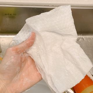 부직포나라 중금속유해물질ZERO 뜯어쓰는 주방 일회용수세미 60매 2매 — 5점을 준 리뷰어가 2022년 9월 올린 사용 사진