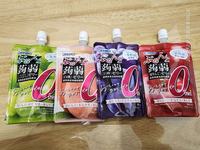 오리히로 곤약젤리 제로칼로리 130g 4종 4팩(맛별로 1팩씩) 리뷰 사진