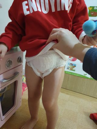 오브맘 밤 프리미엄 아기 기저귀 팬티형 밴드형 — 5점을 준 리뷰어가 2021년 1월 올린 사용 사진