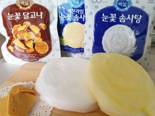 딜라이트 프로젝트  달콤한 눈꽃 간식세트( 눈꽃 솜사탕 / 레몬라임 솜사탕 / 달고나 총 7EA+스마트톡 증정) — 5점을 준 리뷰어가 2022년 5월 올린 사용 사진