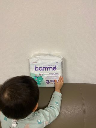오브맘 밤 프리미엄 아기 기저귀 팬티형 밴드형 — 5점을 준 리뷰어가 2021년 1월 올린 사용 사진