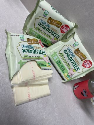 남양유업 드빈치 유기농 아기치즈 1단계 — 5점을 준 리뷰어가 2021년 1월 올린 사용 사진