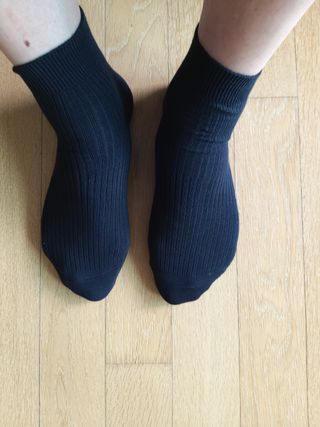 [사이즈가 있는 양말 필로이] 남/여 골지 발목 양말 4족 세트 남【S, M, L, XL】여【S, M, L】_컬러 랜덤 — 5점을 준 리뷰어가 2022년 6월 올린 사용 사진