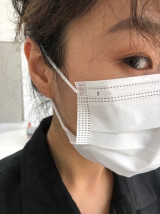 JHWORLD 스누피 마스크 정품 스누피 KF-AD 국내 비말차단 아동용 성인용 일회용 덴탈마스크 50매 — 5점을 준 리뷰어가 2021년 6월 올린 사용 사진
