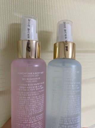 멈칫 X 최준 헤어 앤 바디미스트 소프트블루솝, 마젠타레이디 2종 — 5점을 준 리뷰어가 2021년 8월 올린 사용 사진