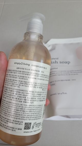 심플리오리빙 어니스트 주방세제 본품 500ml + 리필 900ml (코코넛향) — 4.5점을 준 리뷰어가 2022년 6월 올린 사용 사진