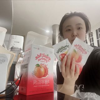[복음자리] 바리스타 패키지 2종 랜덤발송 (딸기스무디 스틱+샤인머스캣에이드 or 망고스무디+자몽에이드) — 4점을 준 리뷰어가 2022년 6월 올린 사용 사진