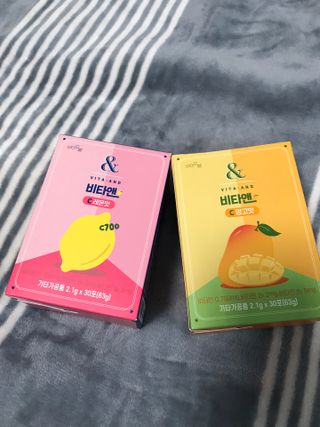 비타앤C 레몬맛, 망고맛 — 5점을 준 리뷰어가 2021년 4월 올린 사용 사진