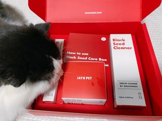 [자유펫] 고양이 턱드름 여드름 예방 및 제거 세트, 블랙씨드케어박스 — 5점을 준 리뷰어가 2021년 10월 올린 사용 사진