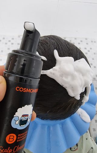 코스모먼트 부스티모 부스팅샴푸60ml + 비듬세정 진정샴푸50ml — 1점을 준 리뷰어가 2022년 1월 올린 사용 사진