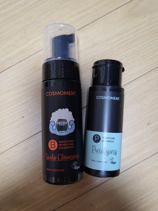 코스모먼트 부스티모 부스팅샴푸60ml + 비듬세정 진정샴푸50ml — 4점을 준 리뷰어가 2021년 11월 올린 사용 사진