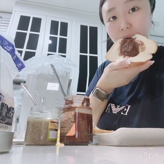 진테이블 발.견 스프레드  오리지널믹스 90g + 카카오스윗믹스 90g 2종 세트 — 4점을 준 리뷰어가 2022년 8월 올린 사용 사진