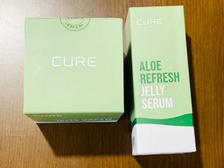 김정문알로에 큐어 큐어 알로에 리프레쉬 젤리 세럼, 큐어 알로에 하이드로 젤리 크림 — 5점을 준 리뷰어가 2021년 4월 올린 사용 사진