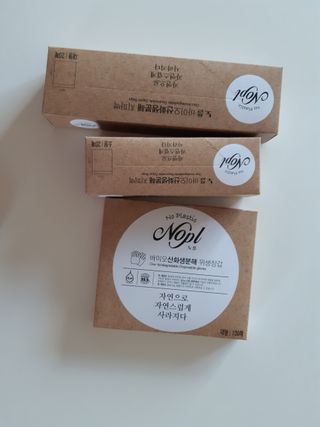 노플(NOPL) 노플 친환경 바이오 산화 생분해  항균 일회용 위생 비닐장갑 100매 + 지퍼백 소형, 대형 — 4점을 준 리뷰어가 2021년 10월 올린 사용 사진
