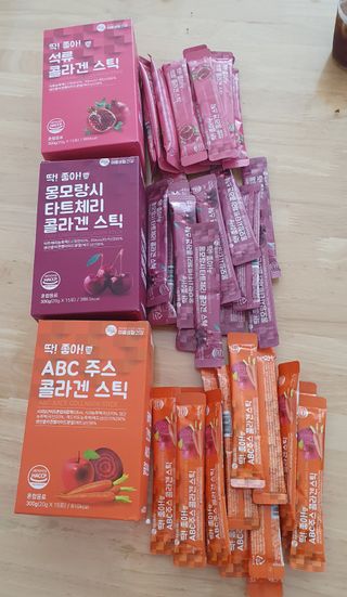 미쁨생활건강 딱좋아 콜라겐 스틱 믹스패키지 45포 — 5점을 준 리뷰어가 2021년 6월 올린 사용 사진
