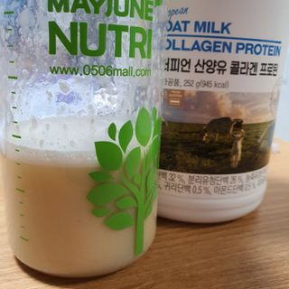 메이준뉴트리 유러피언 산양유 콜라겐 프로틴 — 5점을 준 리뷰어가 2021년 7월 올린 사용 사진