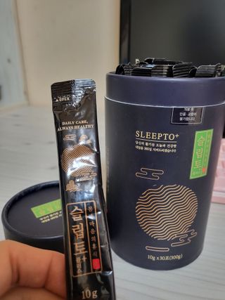 프리마인 자체 기업부설 연구소에서 찾아낸 건강한 수면의 비밀.  슬립토 플러스 30포 — 4점을 준 리뷰어가 2022년 8월 올린 사용 사진