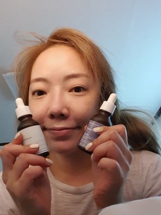 마리엔메이 히알루로닉스 세럼 ,나이아신아마이드 모과 세럼, 마린콜라겐 세럼, 청귤 흰목이버섯 추출물 세럼 — 5점을 준 리뷰어가 2021년 10월 올린 사용 사진